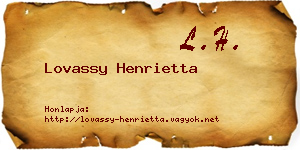 Lovassy Henrietta névjegykártya